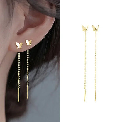 925 Silver Earring For Women Long Tassel Earrings Ear Line pendientes Fashion Zircon Star Drop Earrings