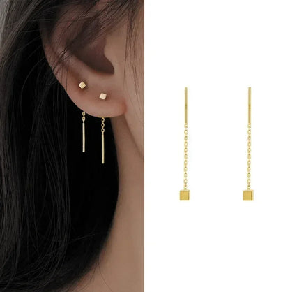 925 Silver Earring For Women Long Tassel Earrings Ear Line pendientes Fashion Zircon Star Drop Earrings