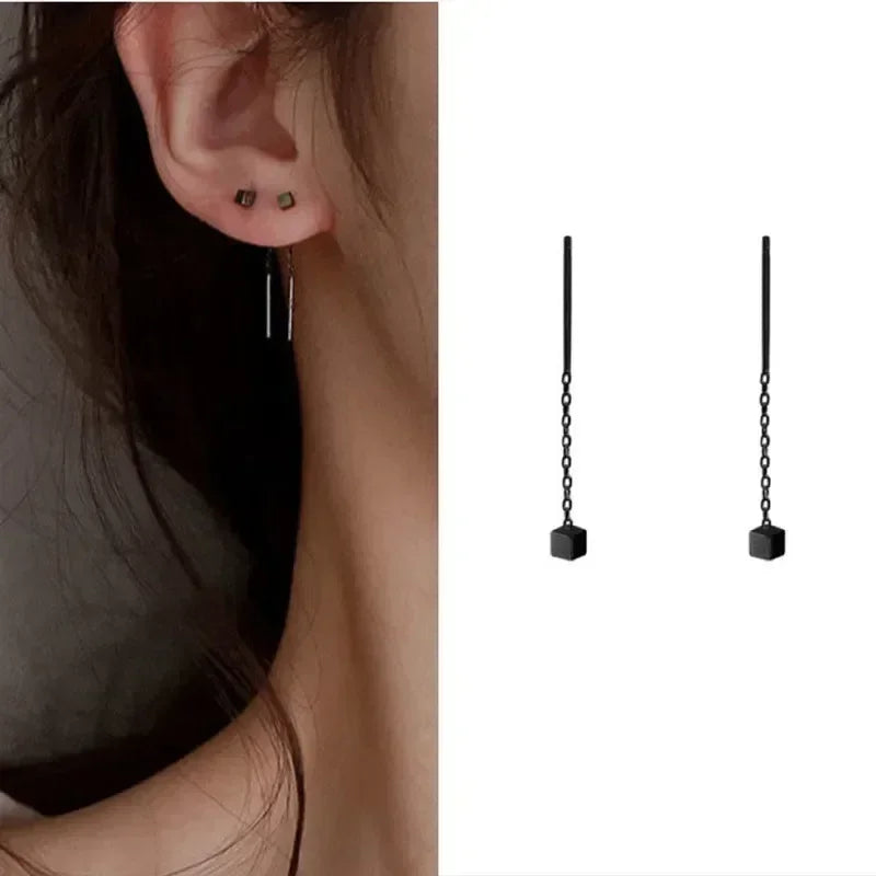 925 Silver Earring For Women Long Tassel Earrings Ear Line pendientes Fashion Zircon Star Drop Earrings