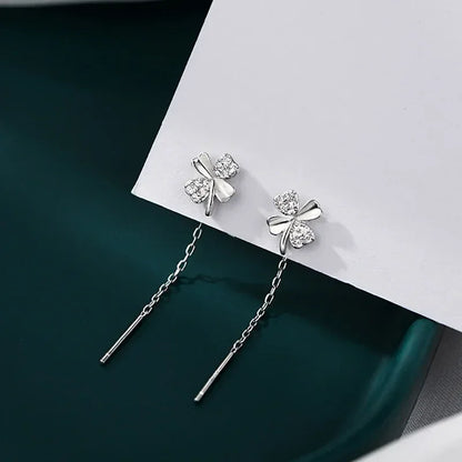 925 Silver Earring For Women Long Tassel Earrings Ear Line pendientes Fashion Zircon Star Drop Earrings