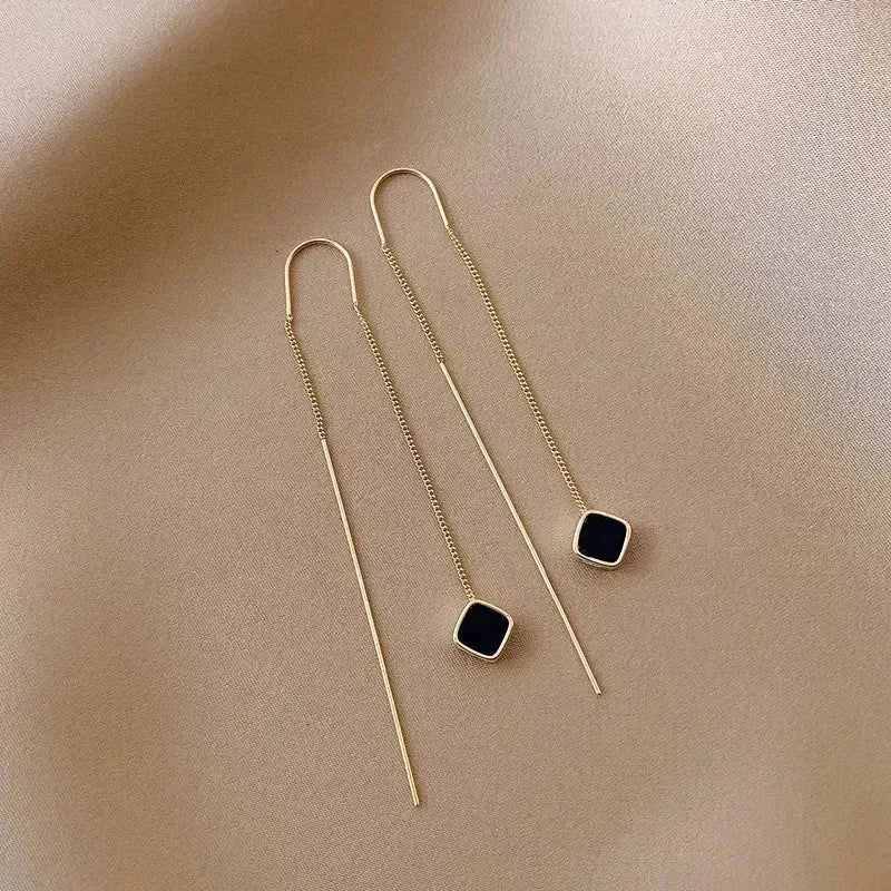925 Silver Earring For Women Long Tassel Earrings Ear Line pendientes Fashion Zircon Star Drop Earrings