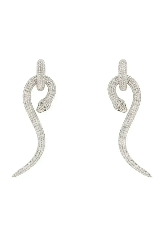 Anaconda Snake Drop Earrings | Sterling Silver Animal Jewelry -Femstylo