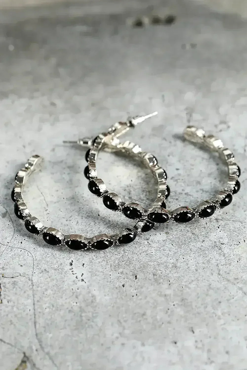 Turquoise C-Shape Hoop Earrings | Bold Statement Earrings - Femstylo