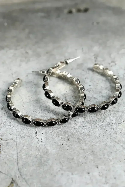 Turquoise C-Shape Hoop Earrings | Bold Statement Earrings - Femstylo