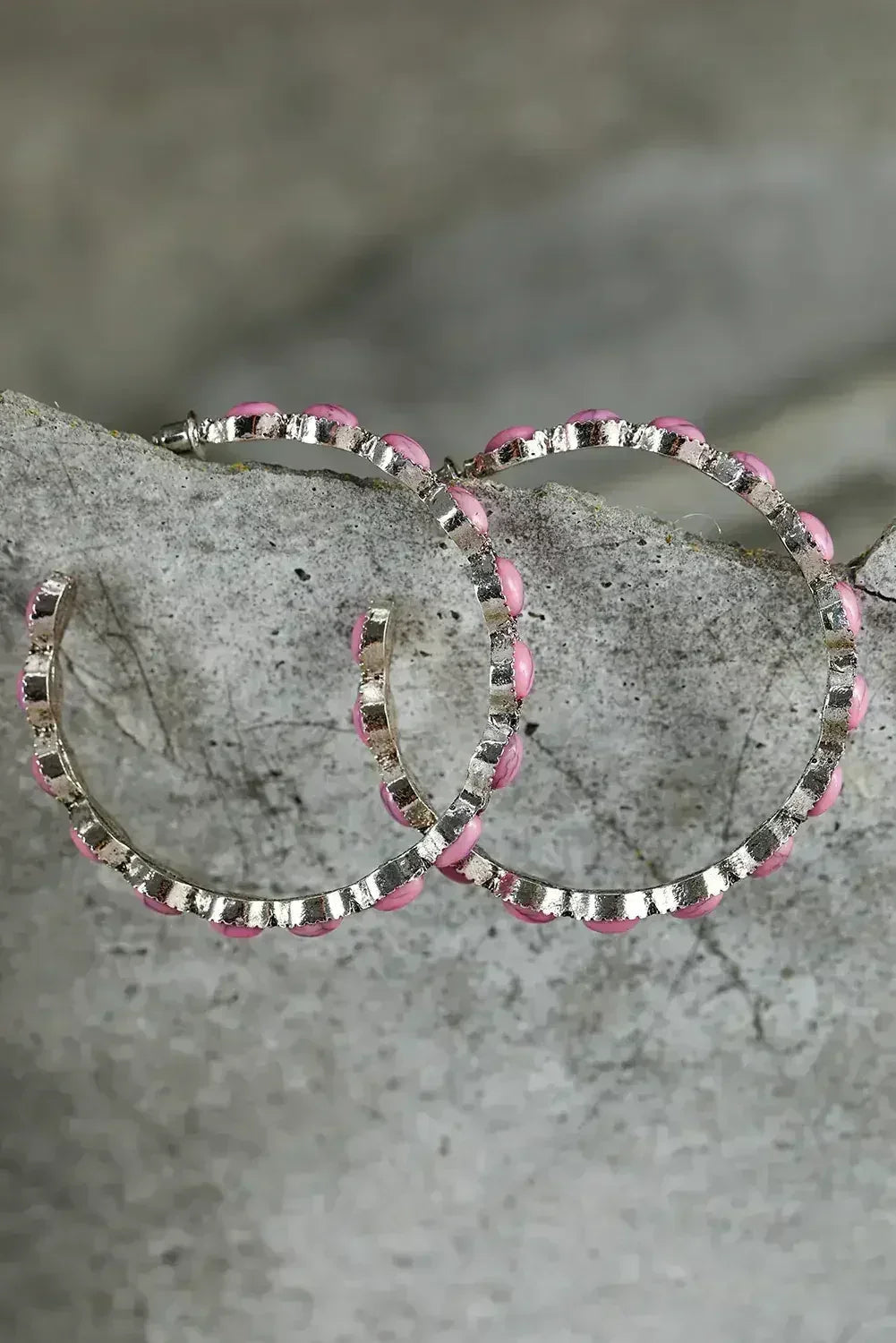 Turquoise C-Shape Hoop Earrings | Bold Statement Earrings - Femstylo