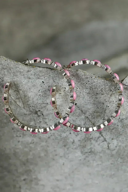 Turquoise C-Shape Hoop Earrings | Bold Statement Earrings - Femstylo