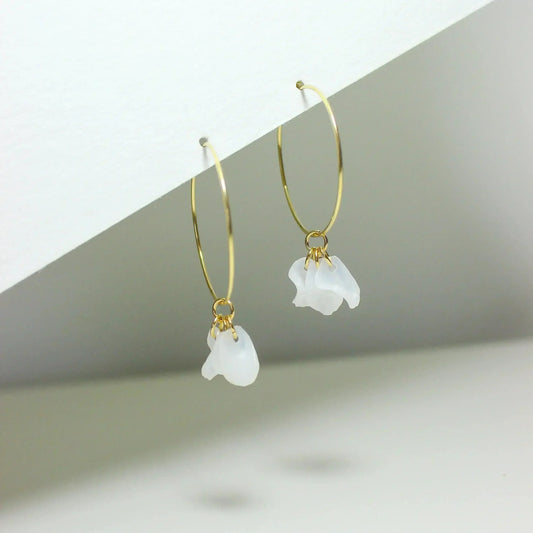 Emma Sustainable White Hoops | Recycled Gold Filled Earrings -femstylo