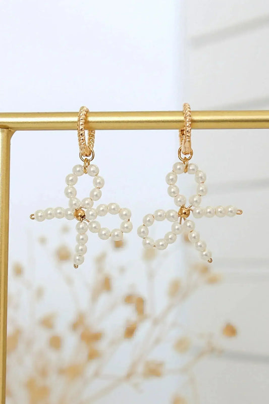 Miss Coquette Pearl Bow Earrings | Gold Plated Hypoallergenic -Femstylo