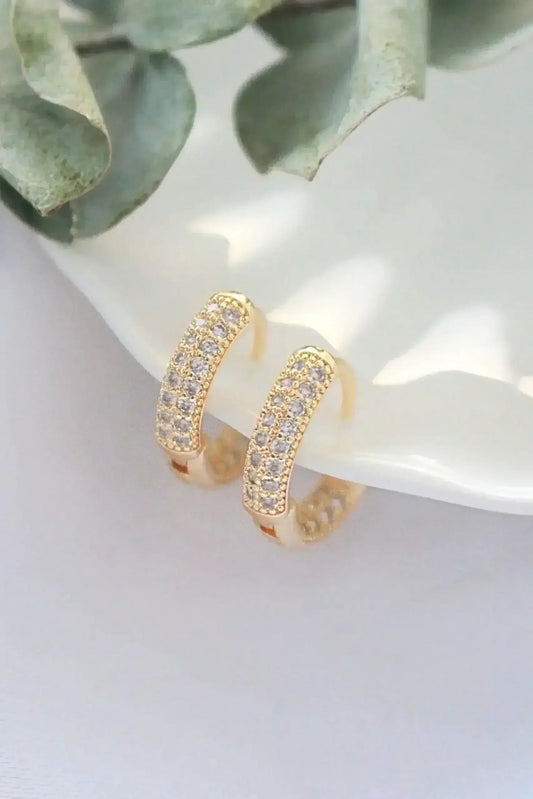 Pavé CZ Hoop Earrings - 24K Gold Plated | Femstylo