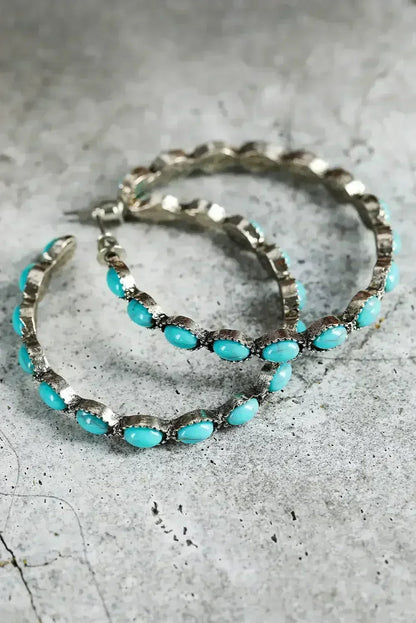 Turquoise C-Shape Hoop Earrings | Bold Statement Earrings - Femstylo
