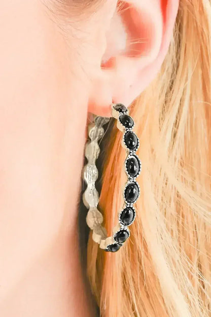 Turquoise C-Shape Hoop Earrings | Bold Statement Earrings - Femstylo