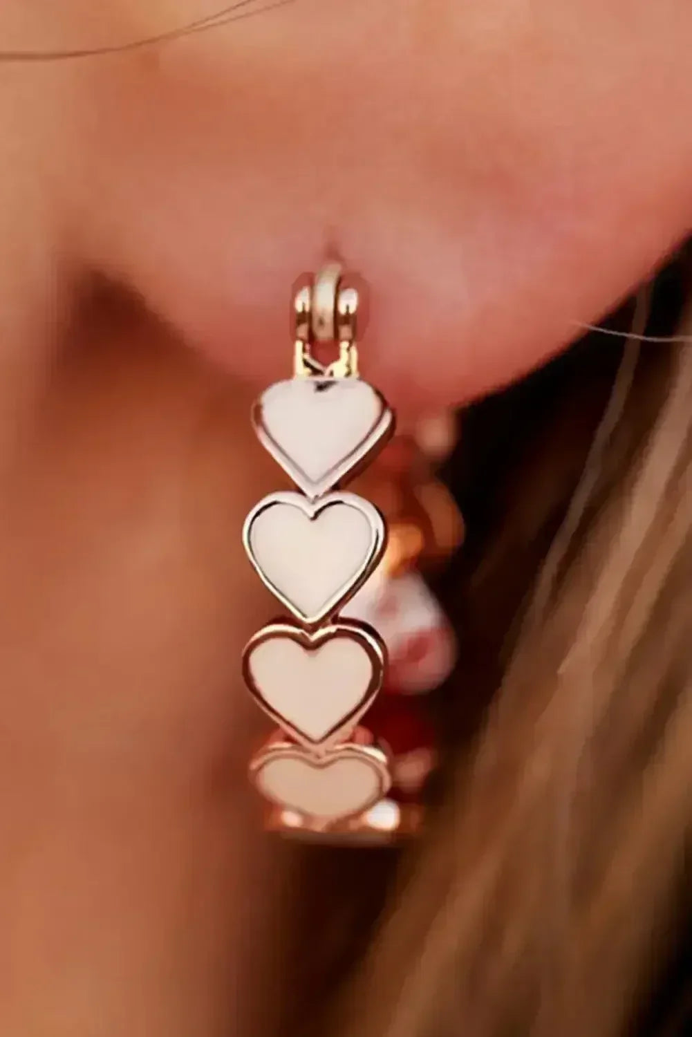 White Heart Hoop Earrings - Valentine’s Romantic Alloy Hoops - Femstylo