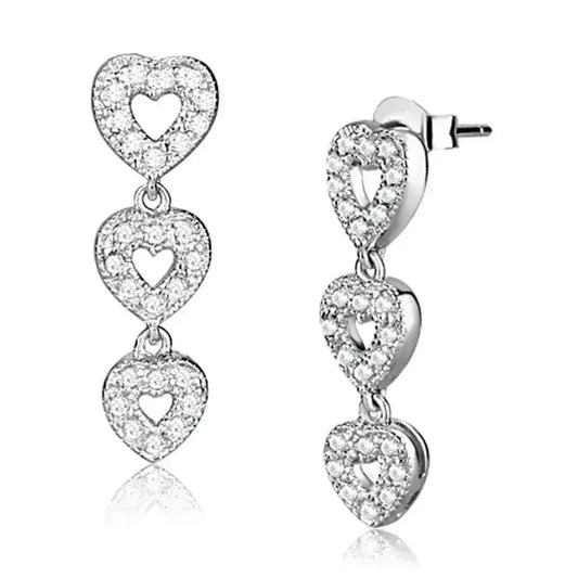 Rhodium 925 Silver Earrings with AAA CZ LOS722 - Femstylo