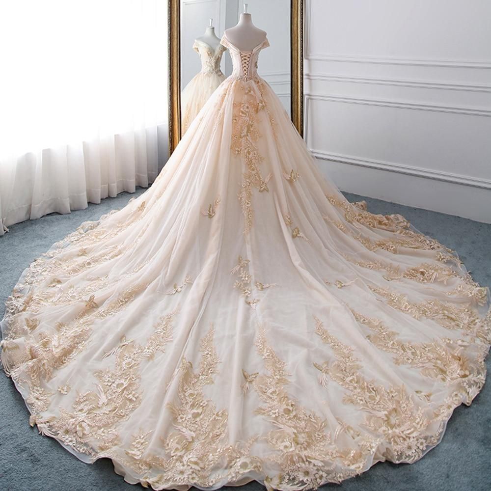 Luxury Sparkly Beading Pearls Wedding Gown