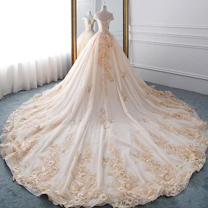 Luxury Sparkly Beading Pearls Wedding Gown