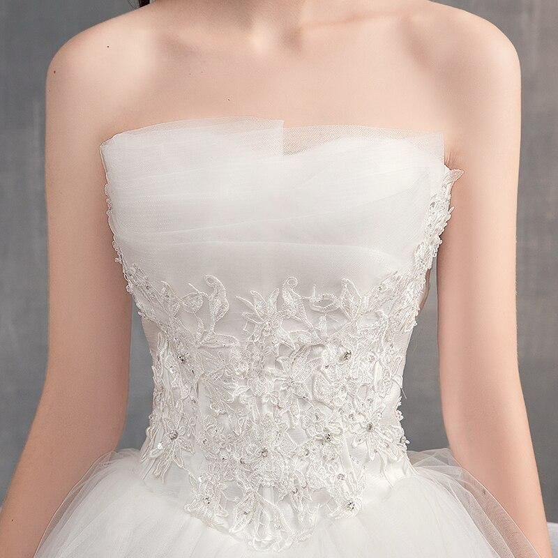 Sleeveless Embroidered Strapless Wedding Gown
