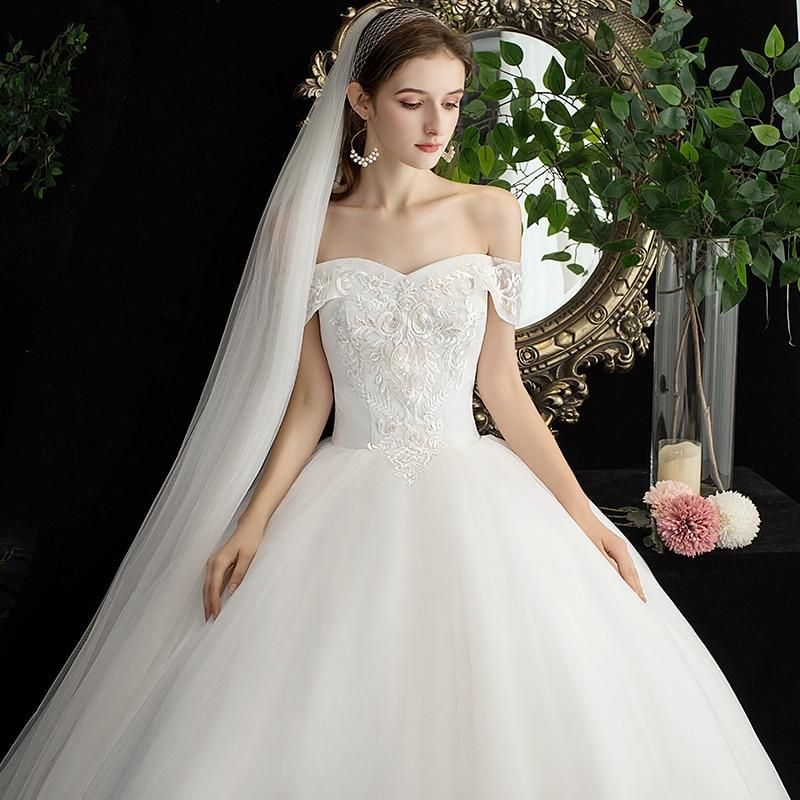 Sexy Off The Shoulder Boat Neck Bridal Gown