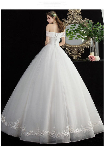 Sexy Off The Shoulder Boat Neck Bridal Gown