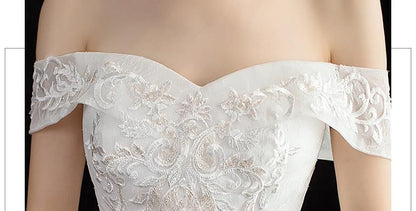 Sexy Off The Shoulder Boat Neck Bridal Gown