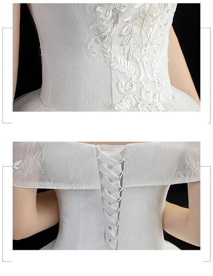 Sexy Off The Shoulder Boat Neck Bridal Gown