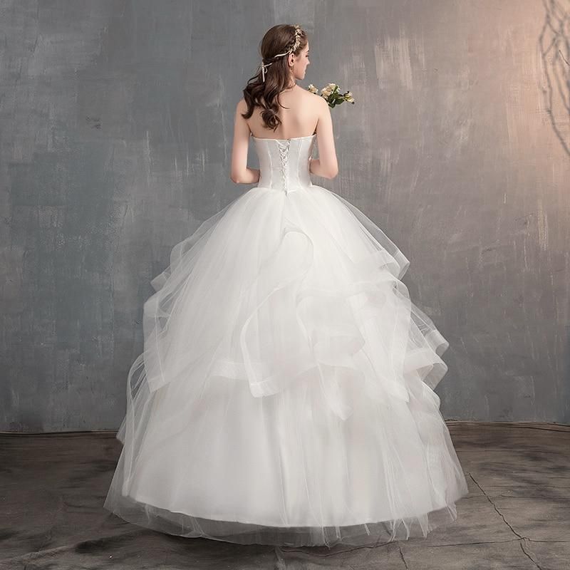 Sleeveless Embroidered Strapless Wedding Gown