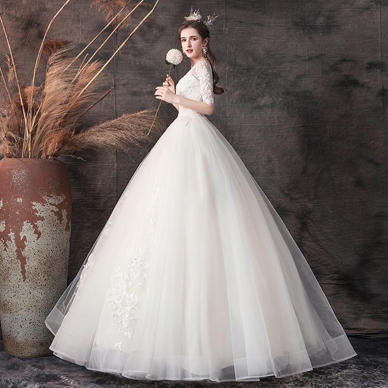 Sexy Wedding Dress Half Sleeve Wedding Gown