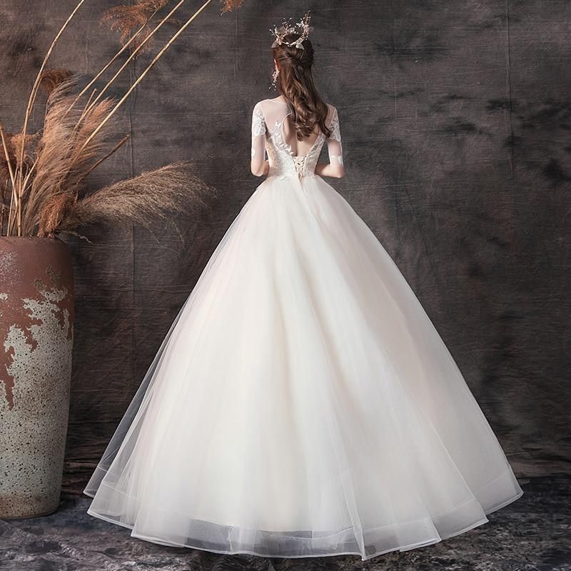 Sexy Wedding Dress Half Sleeve Wedding Gown