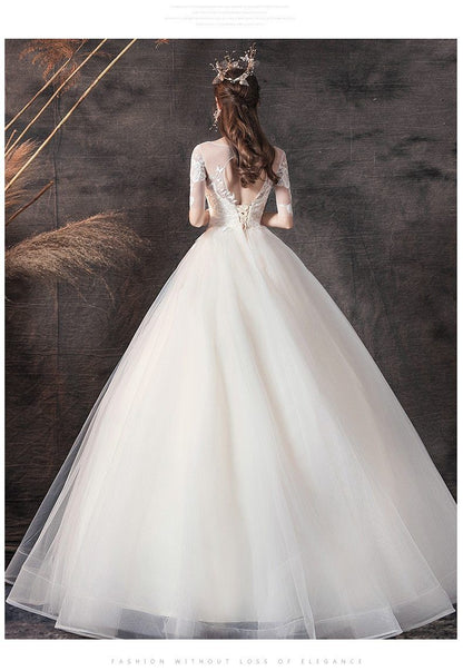 Sexy Wedding Dress Half Sleeve Wedding Gown