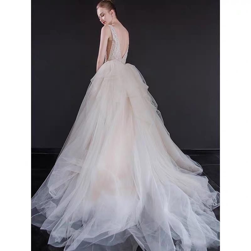 Luxury Wedding Dress Backless Sexy Pearl Beaded