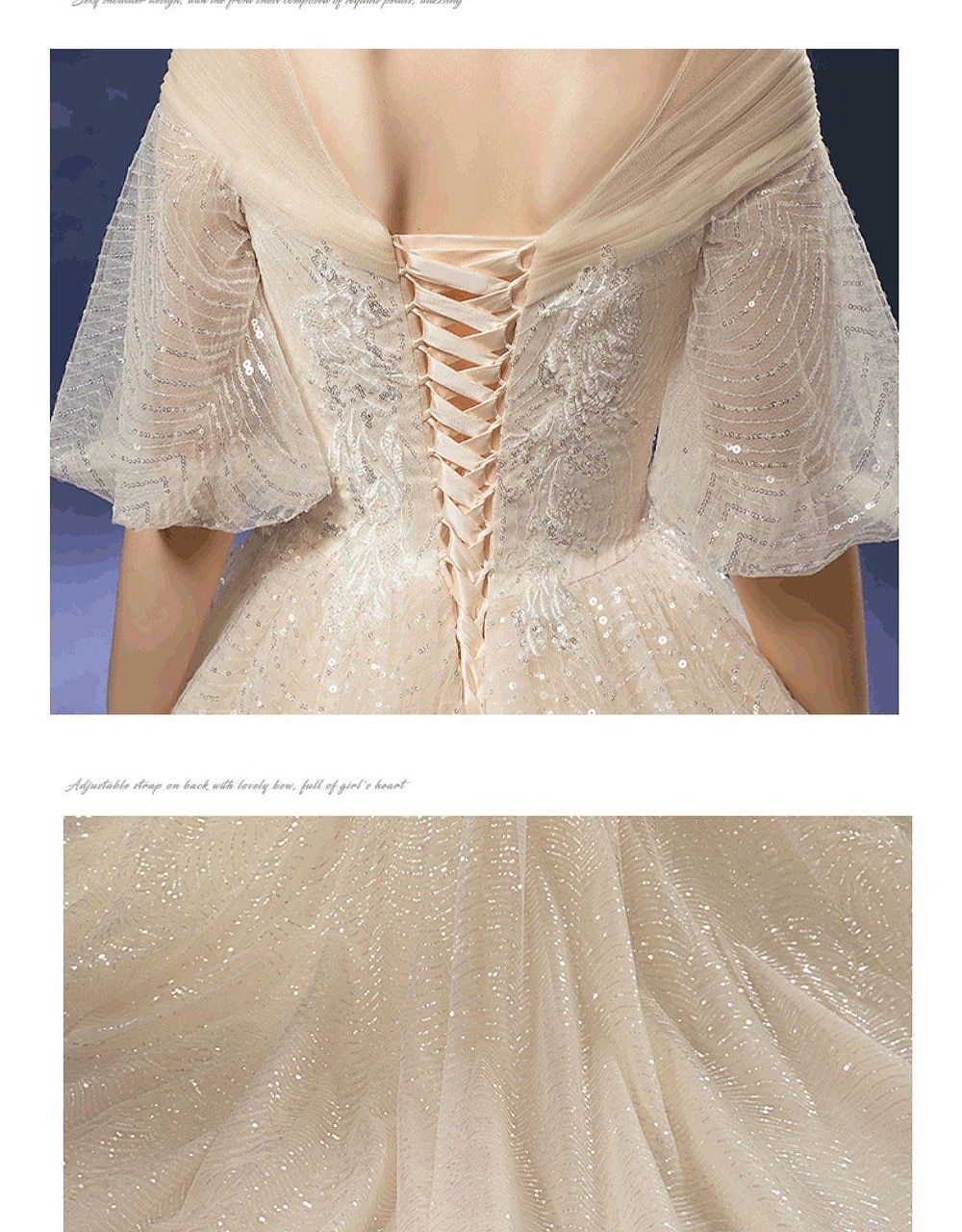 New Shiny Wedding Dress Luxury Beading Lace