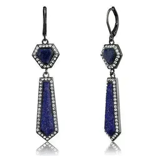 IP Gun Black Lapis Earrings | Stainless Steel Precious Stone -femstylo