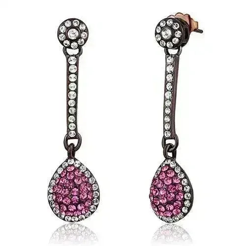 TK2724 IP Coffee Stainless Steel Earrings – Rose Crystal | Femstylo